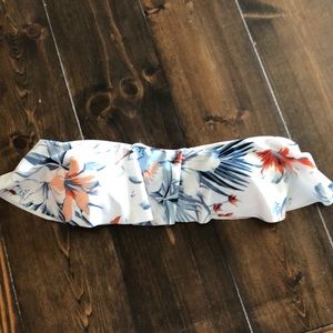 L Space strapless flounce bathing suit bikini top